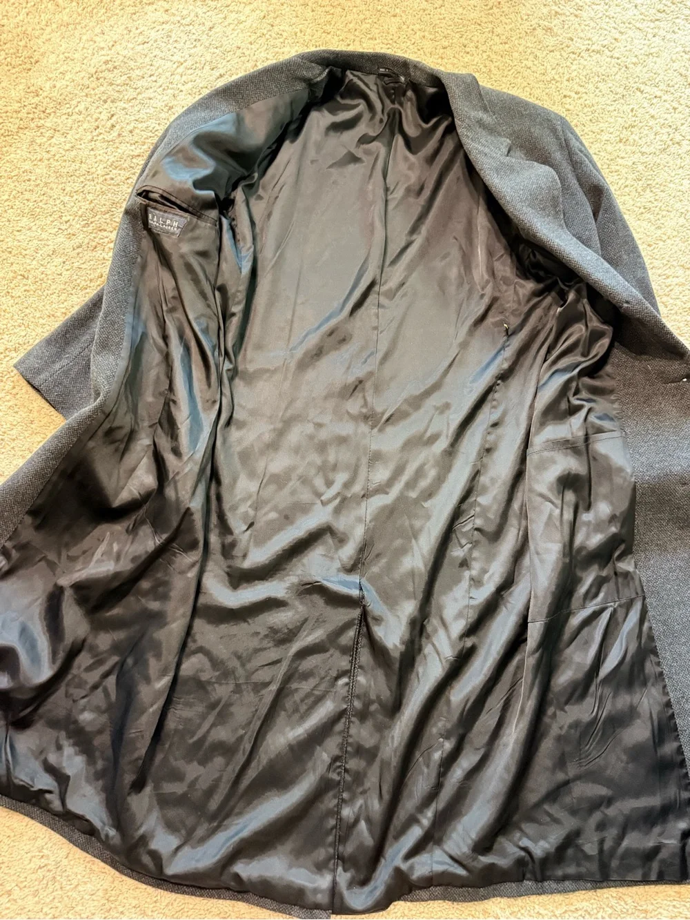 Ralph Lauren Gray Long Wool Blend Overcoat Coat Classic Lined USA Style